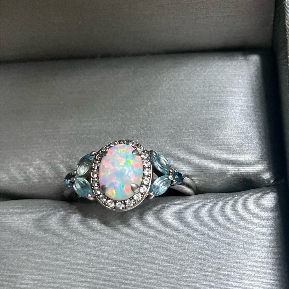 Opal and Aquamarine ring